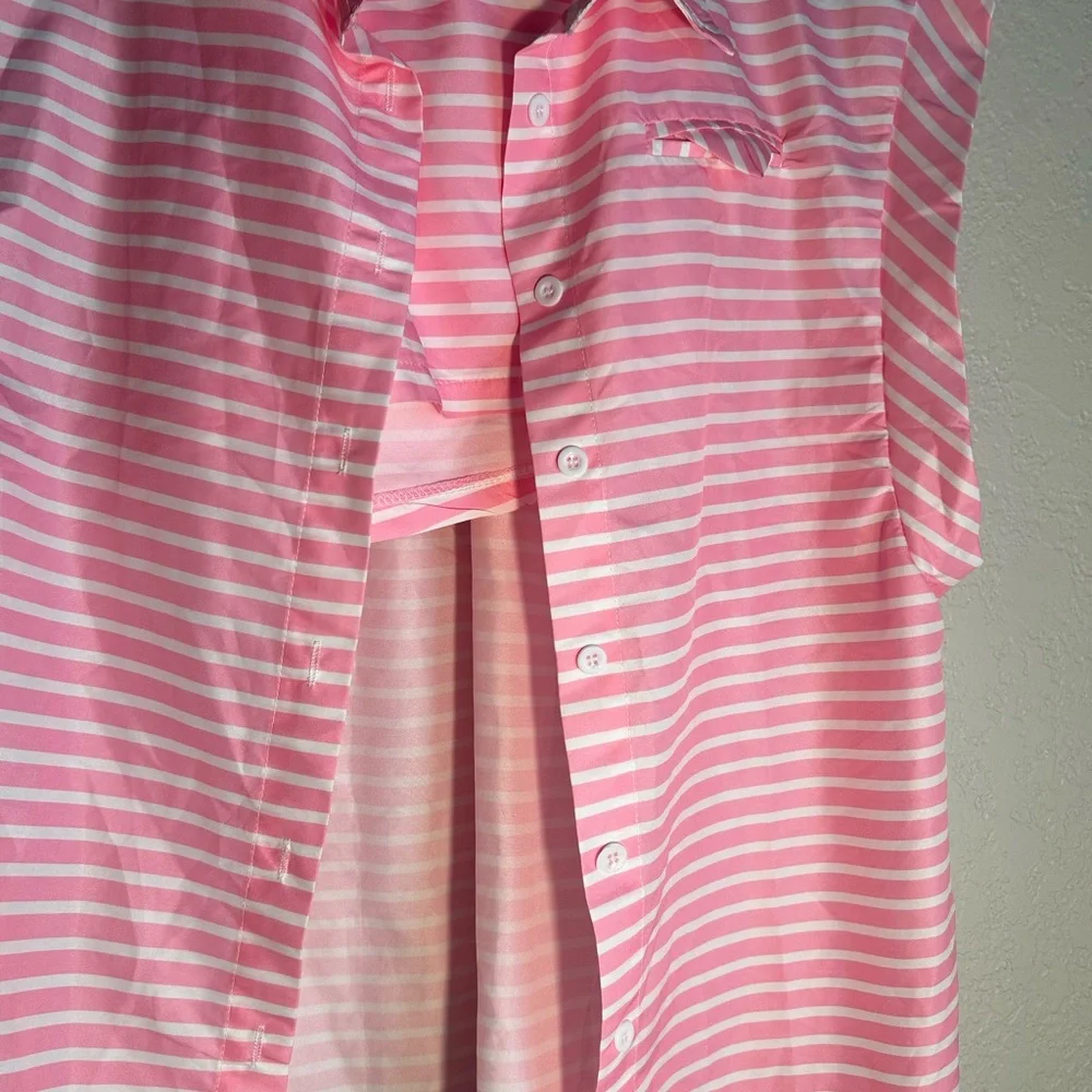 Pink and White Striped Pajama Top Sleeveless V-Neck 🩷 - Picture 2 of 4